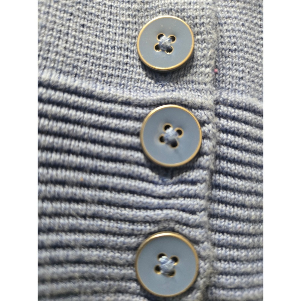 Talbots Cardigan Sweater Womens L/P Blue Excellent Draped Open Front Ribbed Knit - Picture 9 of 13